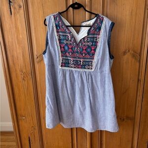 Embroidered Sleeveless Dress
